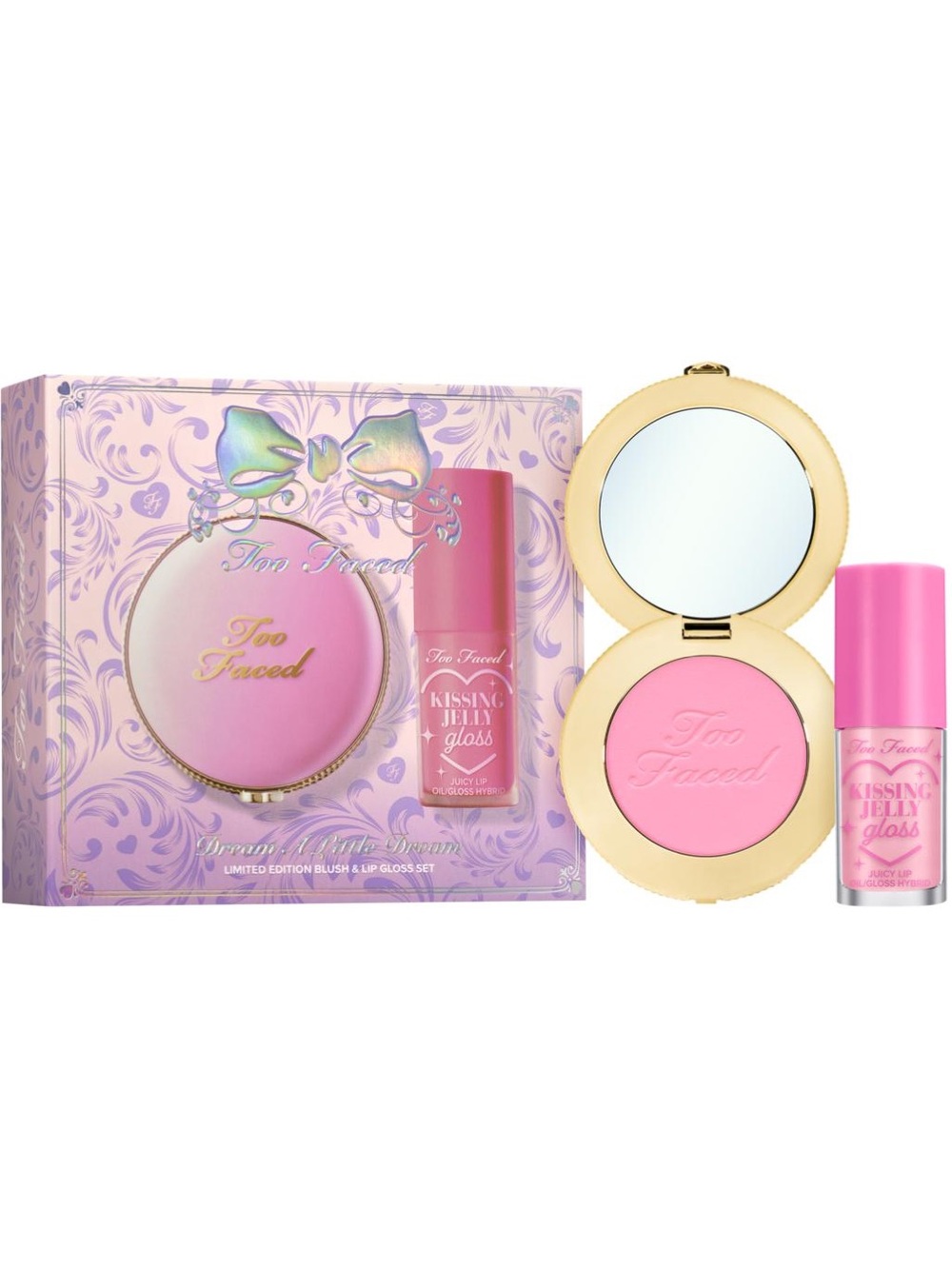NEW Too Faced Dream A Little Dream Set:Cloud Crush Blush & Kissing Jelly Lip Oil